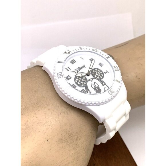 Disney Mickey Mouse Women's Watch White Dial Rubber Band Quartz 39mm - Picture 5 of 14